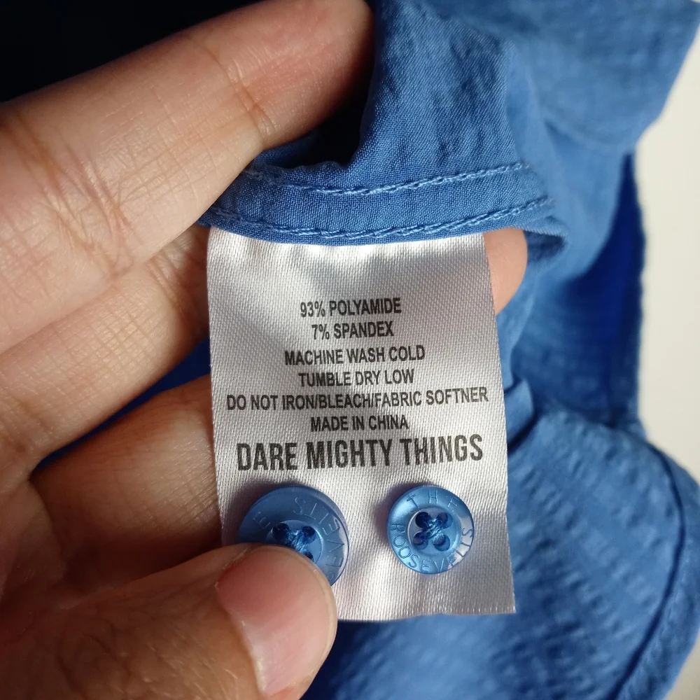 Men's RSVLTS Regatta-Stretch Seersucker Short Sleeve Shirt Size M - Picture 8 of 14